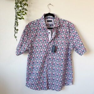 NWT Men's Blu by Polifroni Print Button Down Shirt Sz L